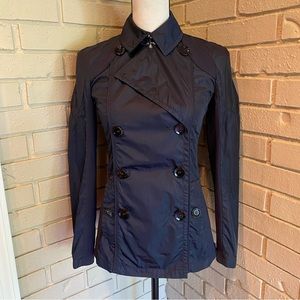 Allegri Womens Navy Double Breasted Short Nylon Jacket Size 38 Made Italy US 2